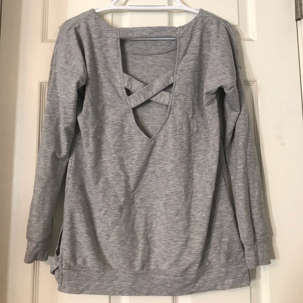 Open Back Heather Grey Sweater